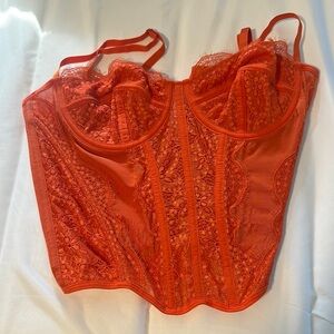 Amazon Orange Corset top with Lace Detailing